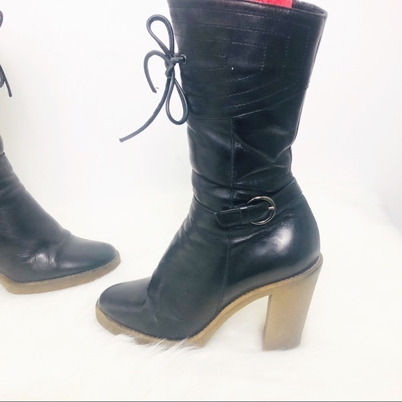 Renzoni Black leather boots zip up  w/heel… - Picture 3 of 7